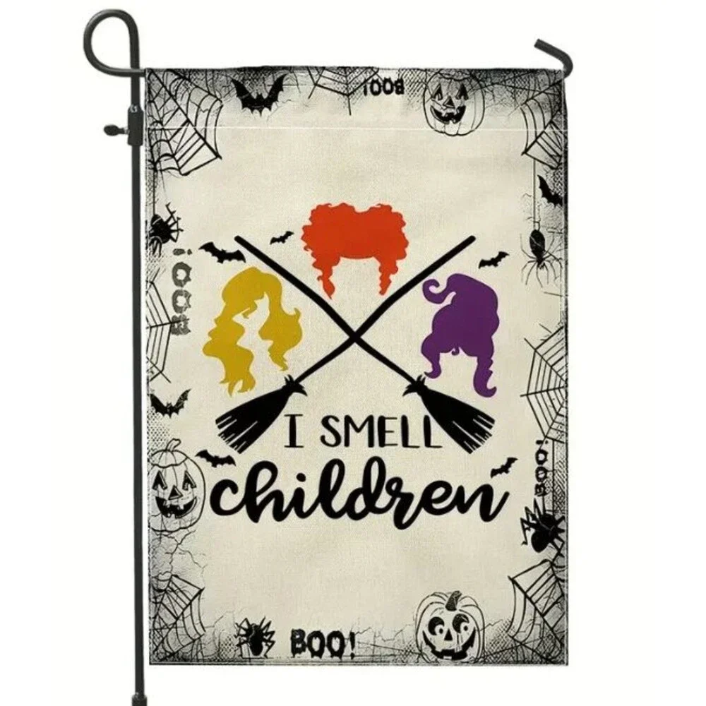 Halloween Garden Flag 12x18 Polyester Double sided I smell Children NEW!